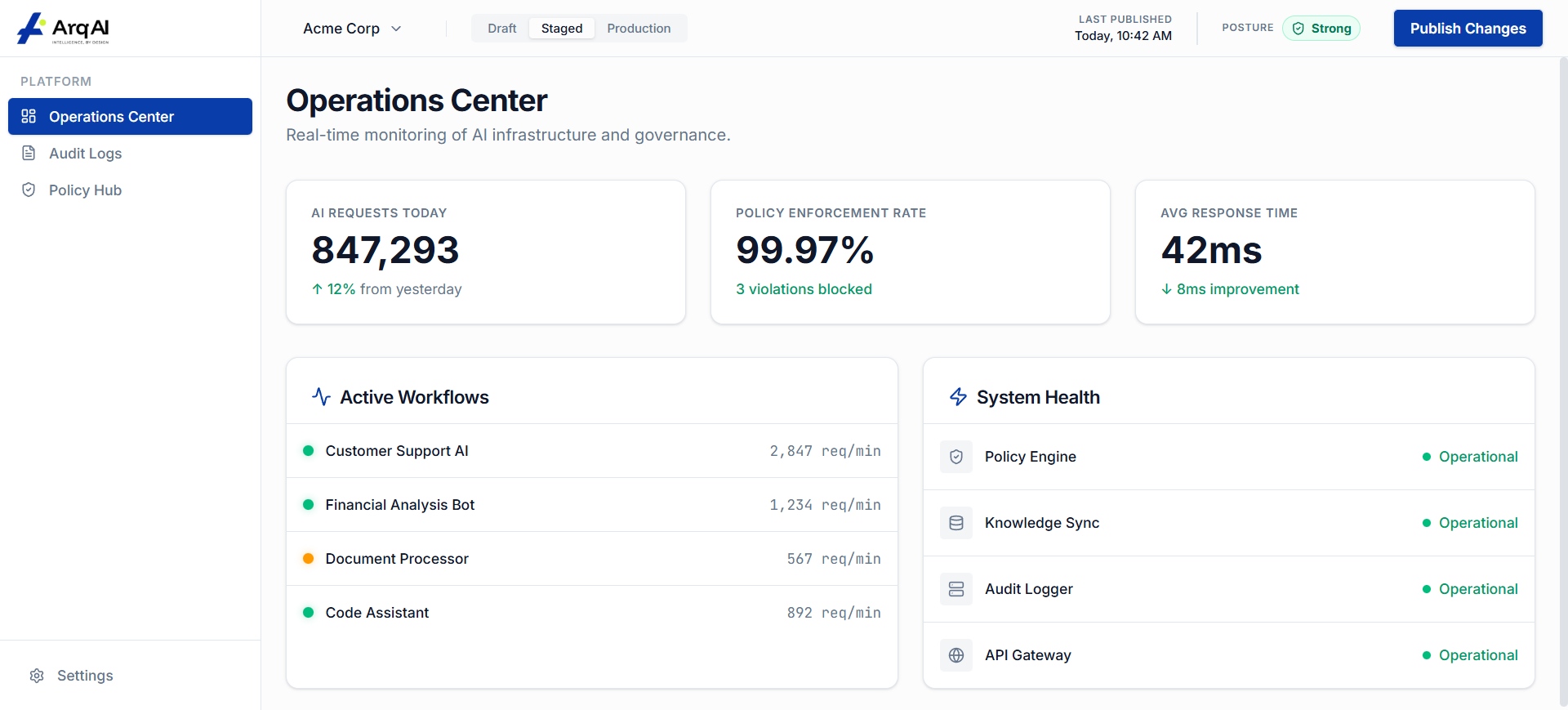 Operations Center Dashboard - Real-time monitoring and quality scoring